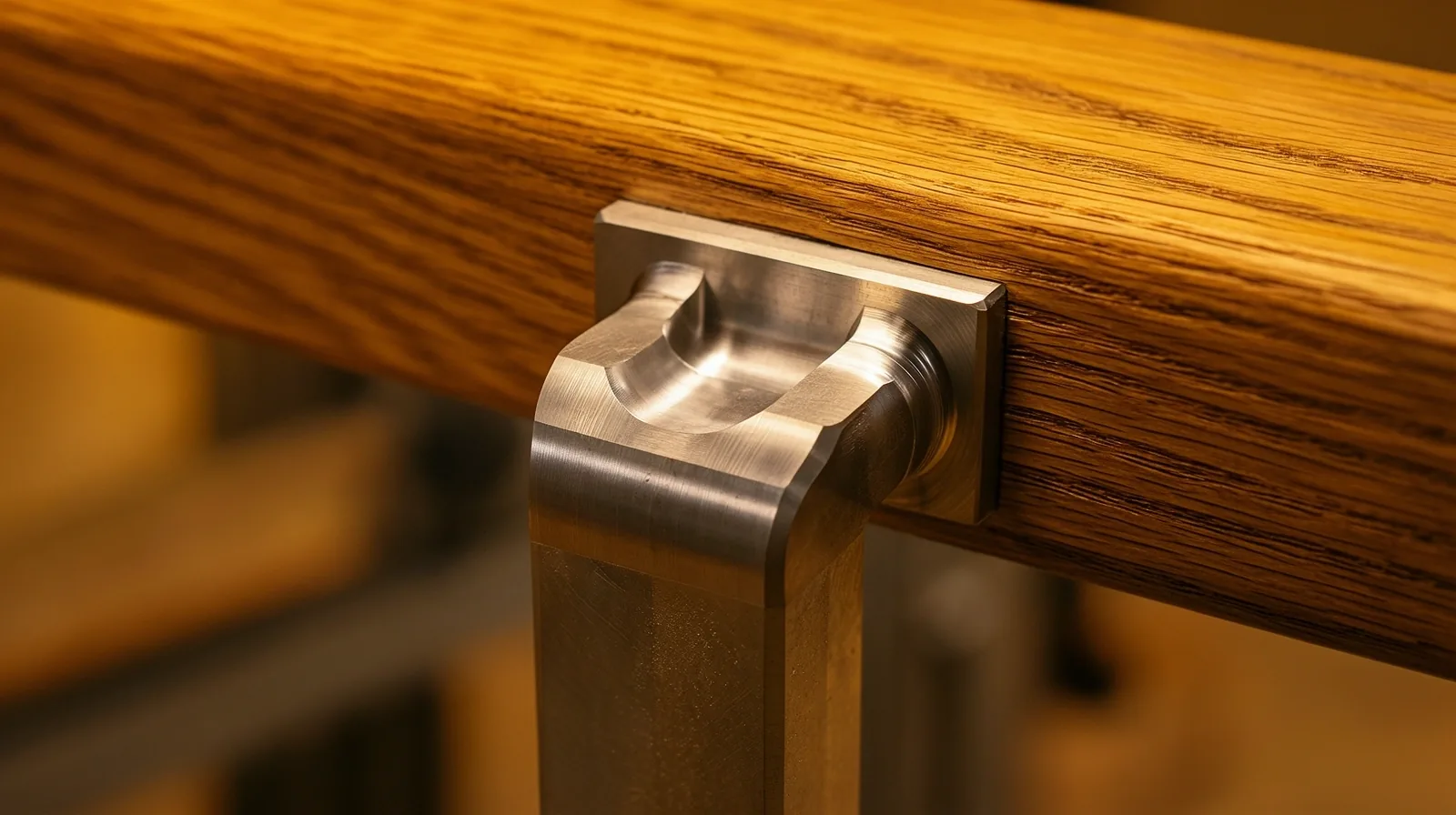 Precision steel and oak joinery detail