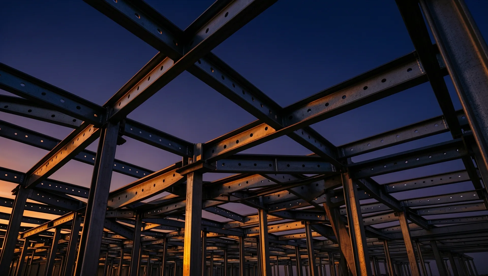 Steelskits structural engineering at dusk