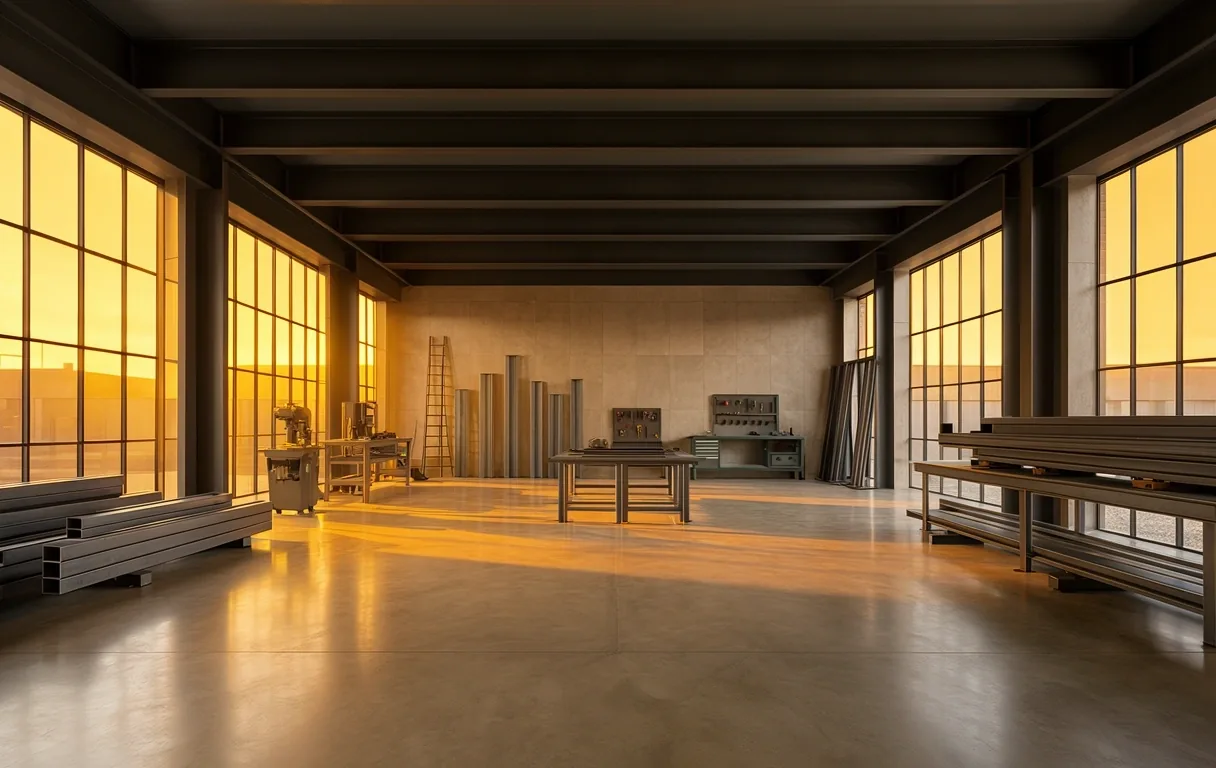 Interior of a bespoke steel workshop