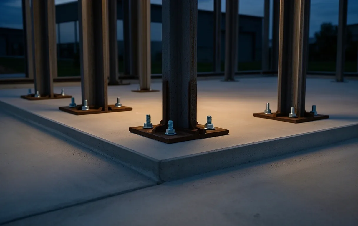 Structural steel skeleton at dusk