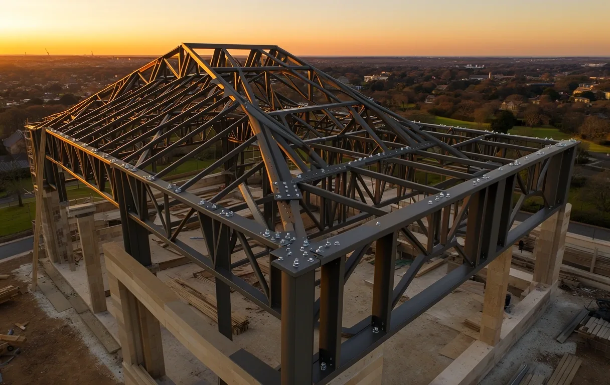 Steelskits structural skeleton at dusk